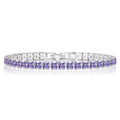 Huge 11 Carat Princess Cut February - Amethyst - Birthstone Tennis Bracelet for Women Eternity Design - White Gold Plating, Birthday, Anniversary, Valentine's Day Gift