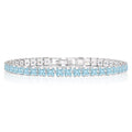 Huge 11 Carat Princess Cut March - Aquamarine - Birthstone Tennis Bracelet for Women Eternity Design - White Gold Plating, Birthday, Anniversary, Valentine's Day Gift