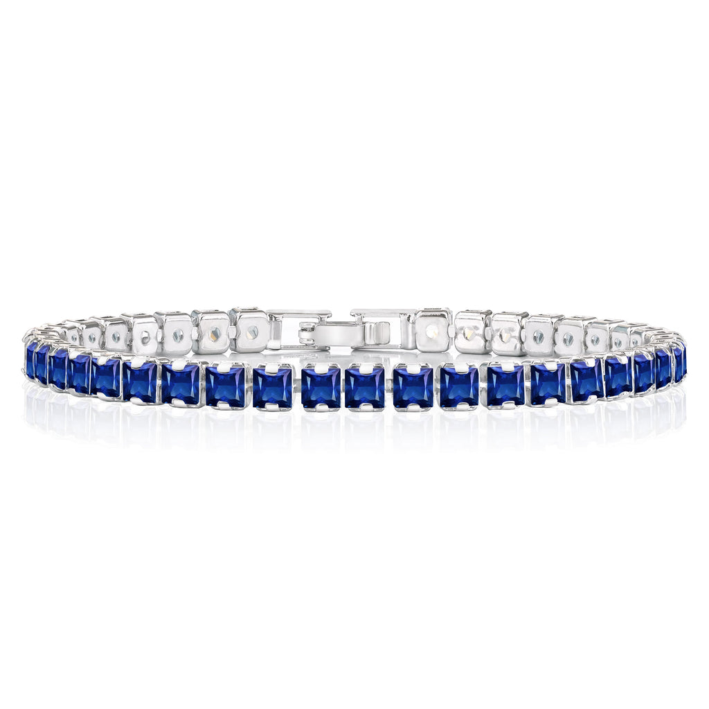 Huge 11 Carat Princess Cut June - Alexandrite - Birthstone Tennis Bracelet for Women Eternity Design - White Gold Plating, Birthday, Anniversary, Valentine's Day Gift