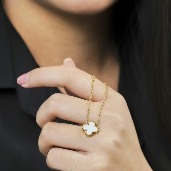 JeenMata Flower Pendant Necklace in Yellow Gold Plated