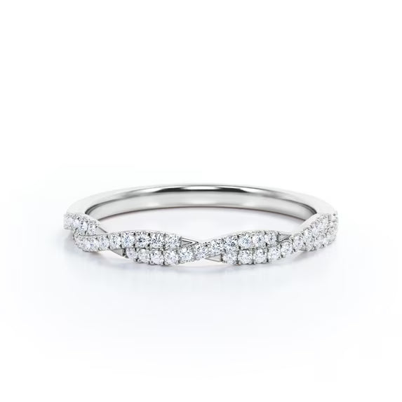 Half-Eternity 0.15 Carat Round Shape Diamond Pave Infinity Anniversary Ring in 10K Rose Gold