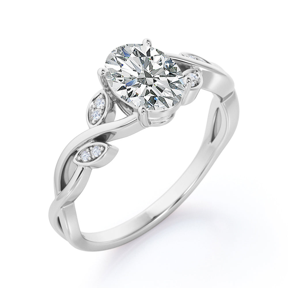 Twisted 1.1 Carat Oval Moissanite Engagement Ring