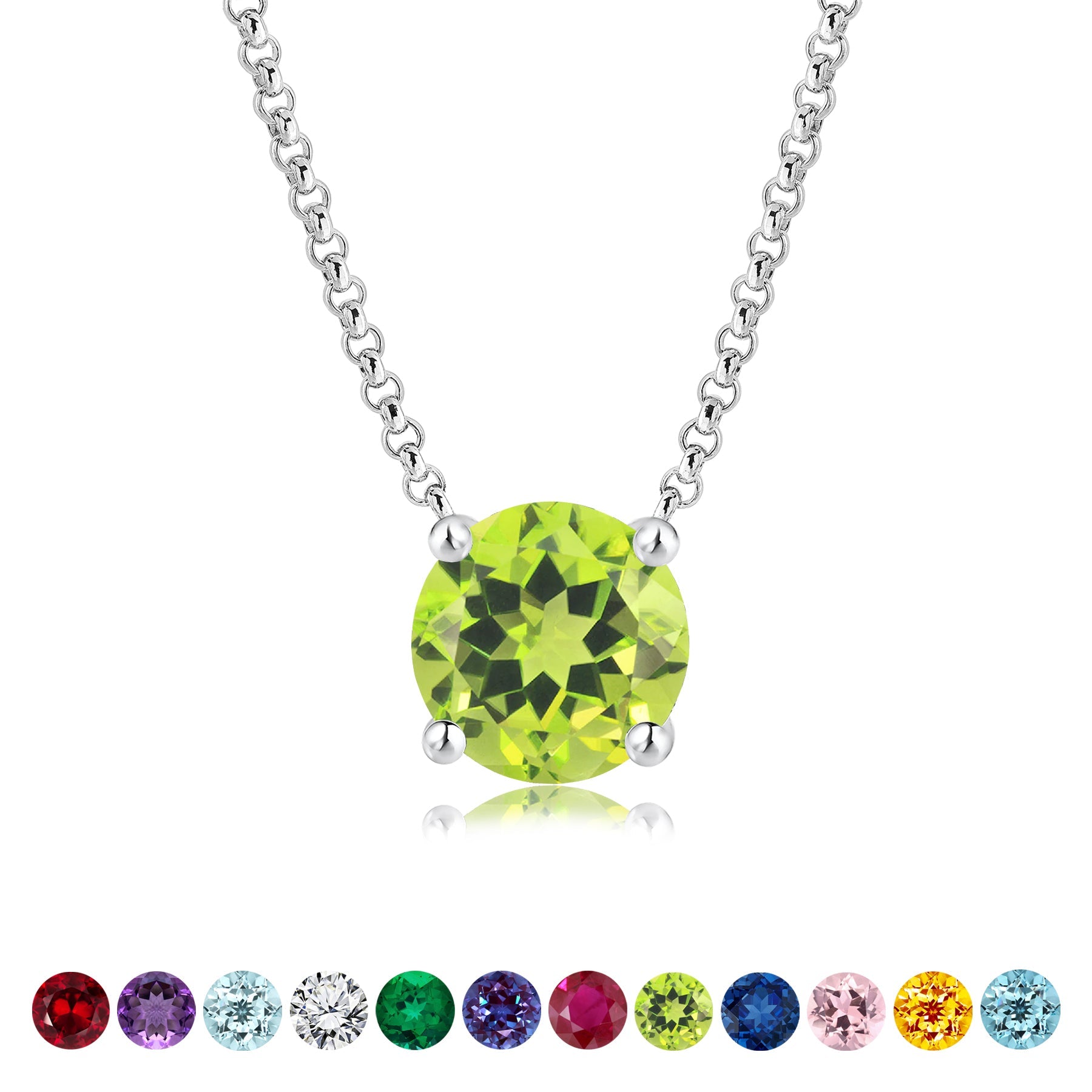 JeenMata 1 Carat Peridot - August Birthstone Solitaire Pendant Necklace in 18K Yellow Gold Plated, Female, Adult