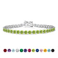 11 TCW Round Cut August - Peridot - Birthstone Tennis Bracelet for Women in Eternity Design - White Gold Plating, Female, Adult