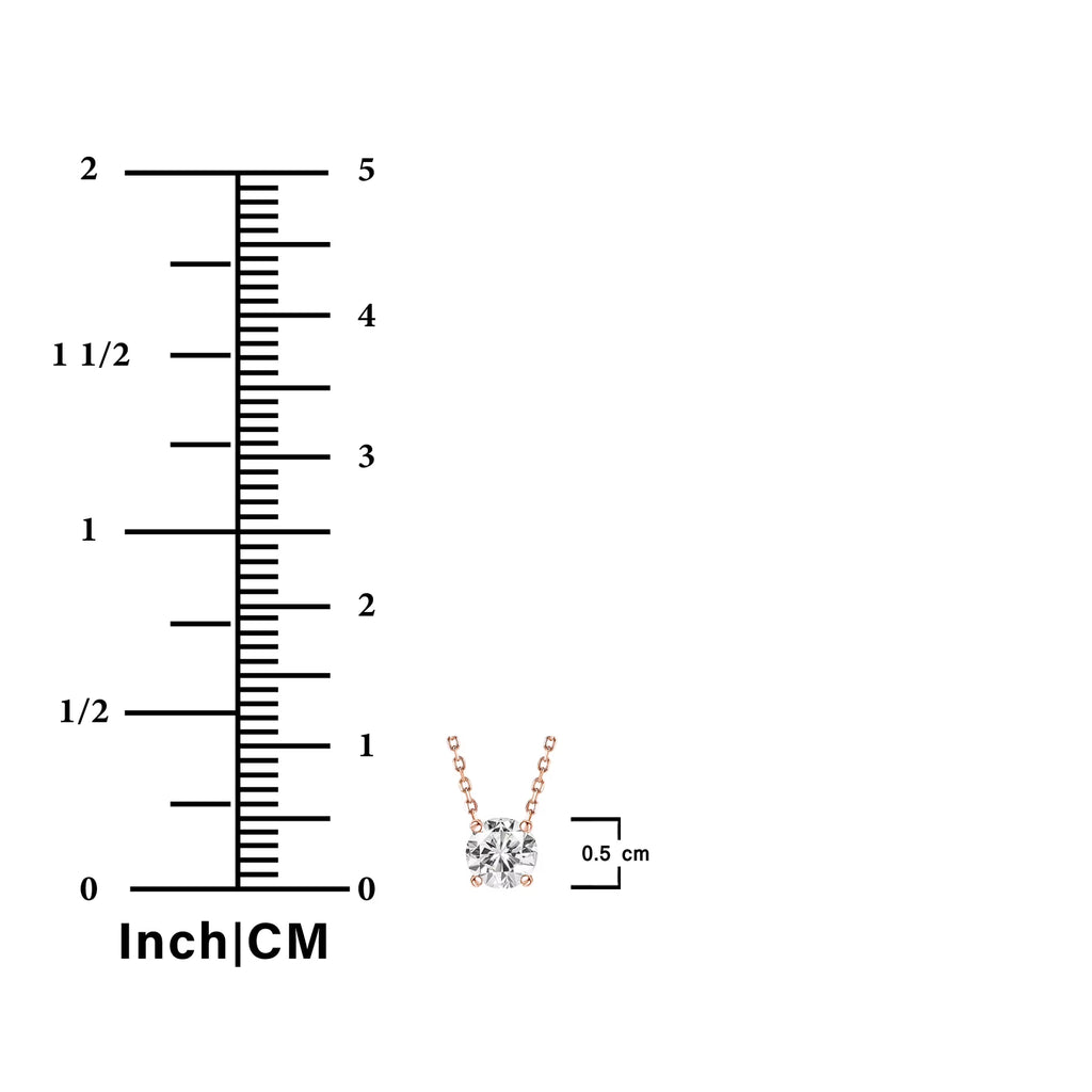 JeenMata Lab Grown Diamond 0.50 Carat Round Cut Classic Solitaire Pendant Necklace - in 18K Rose Gold Plating for Women
