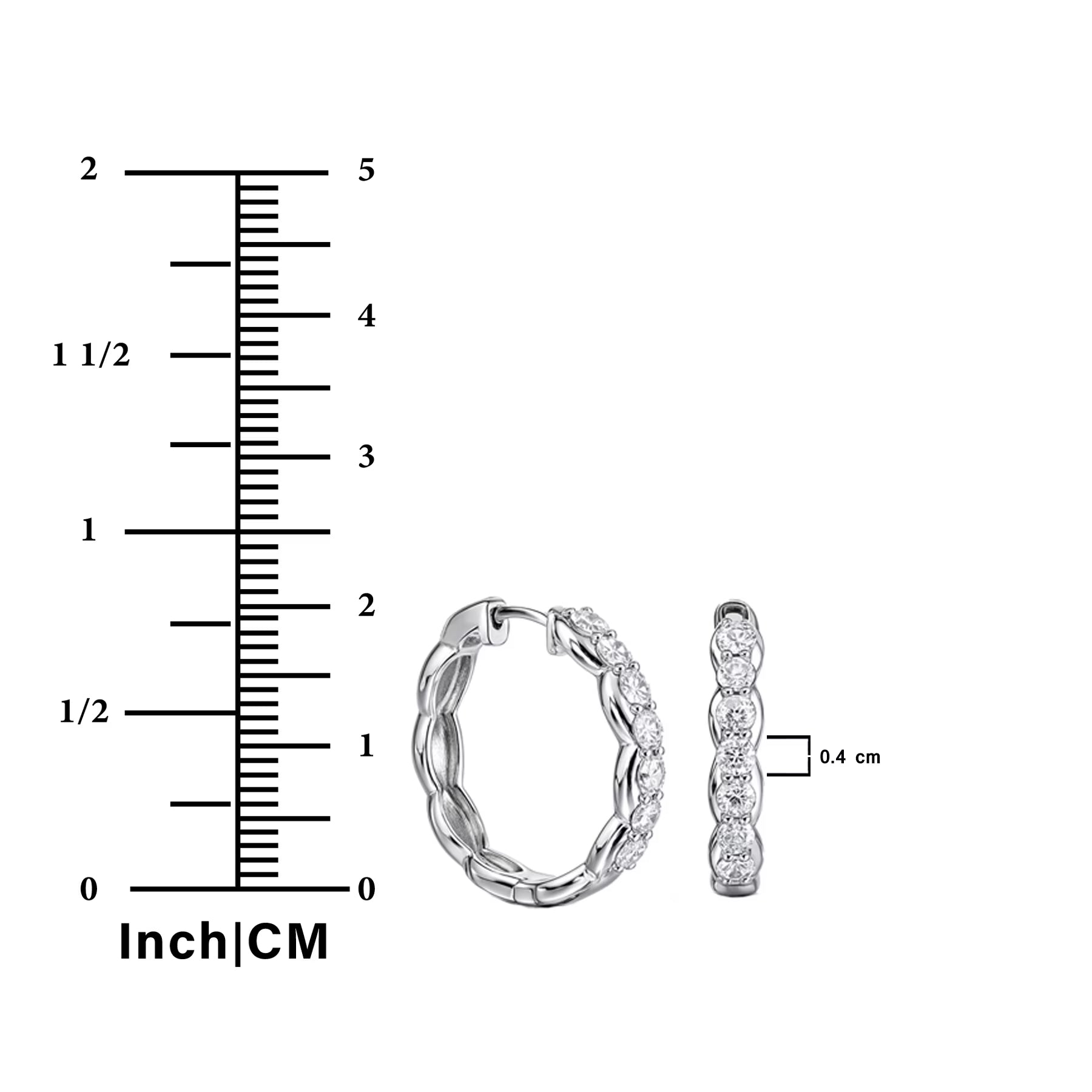 JeenMata Lab Grown Diamond 1.25 Carat Infinity-Inspired Hoop Earrings in 18K White Gold Plating for Women
