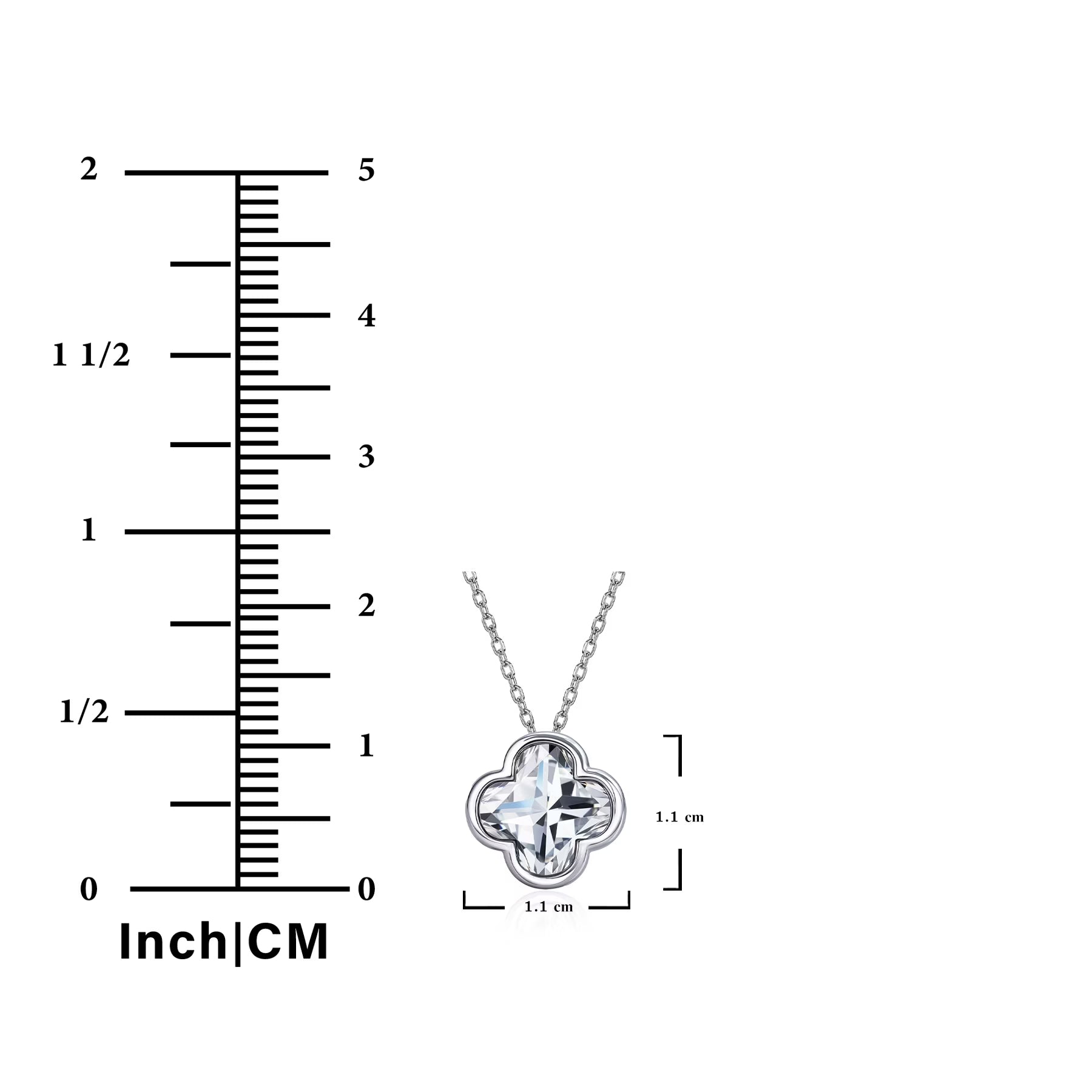 JeenMata 2.7 Carat Flower Cut Moissanite Pendant - Danity Clover Design Necklace in 18K White Gold Plated for Women
