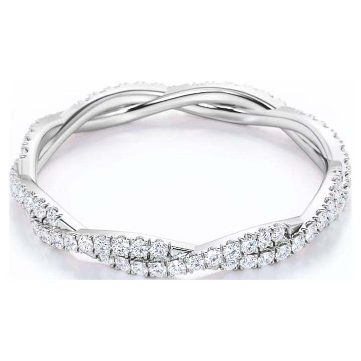 JeenMata - Eternity Moissanite Infinity Anniversary Ring - 18K White Gold Plating Over Silver