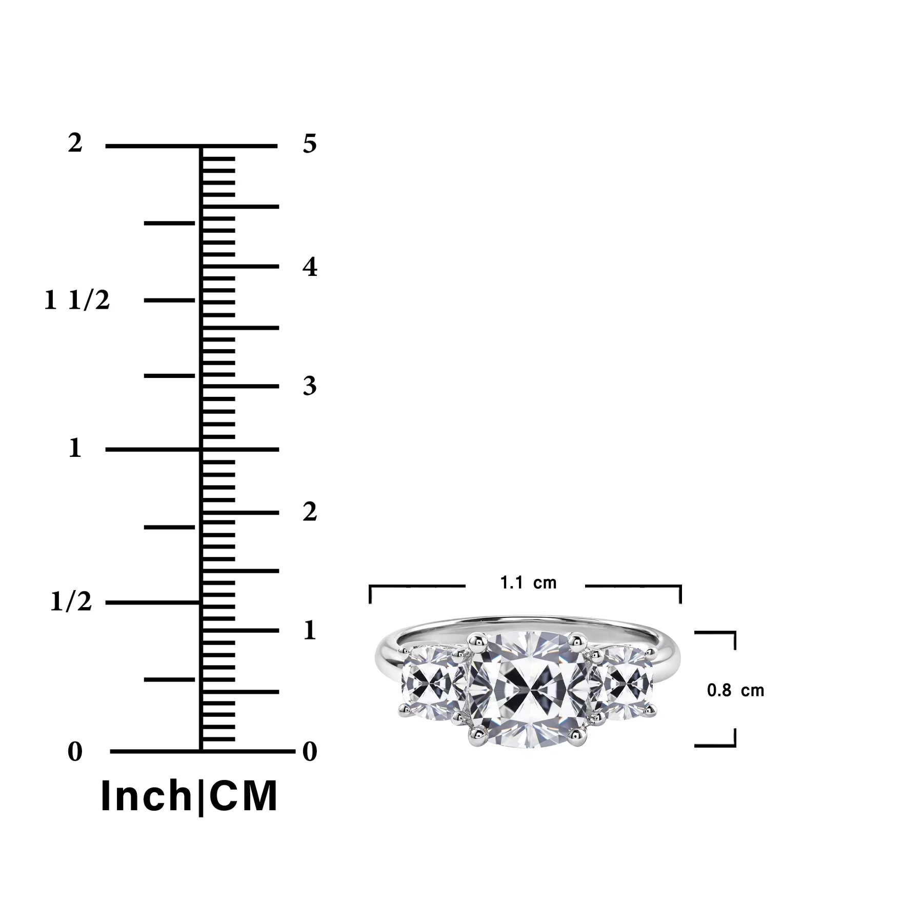 JeenMata 3.5 Carat Cushion Cut Moissanite Rings - Three Stone Engagement Rings in 18K White Gold Plating for Women