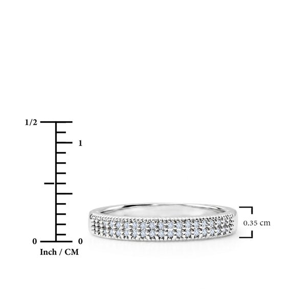 JeenMata Moissanite Stackable Anniversary Ring - Micro Pave Half Eternity Wedding Rings for Women in 18K White Gold Plating, Gift for Her, Gift for Women