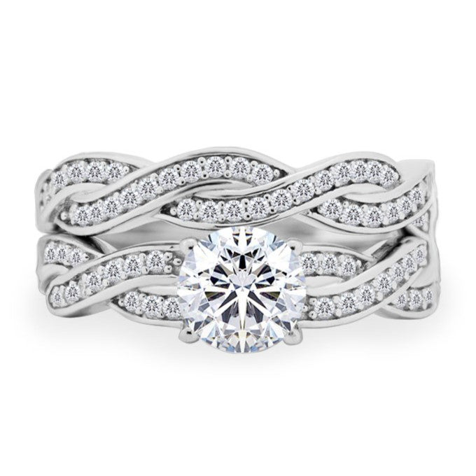 Infinity 1.50 Carat Round Cut Moissanite Wedding Ring Set
