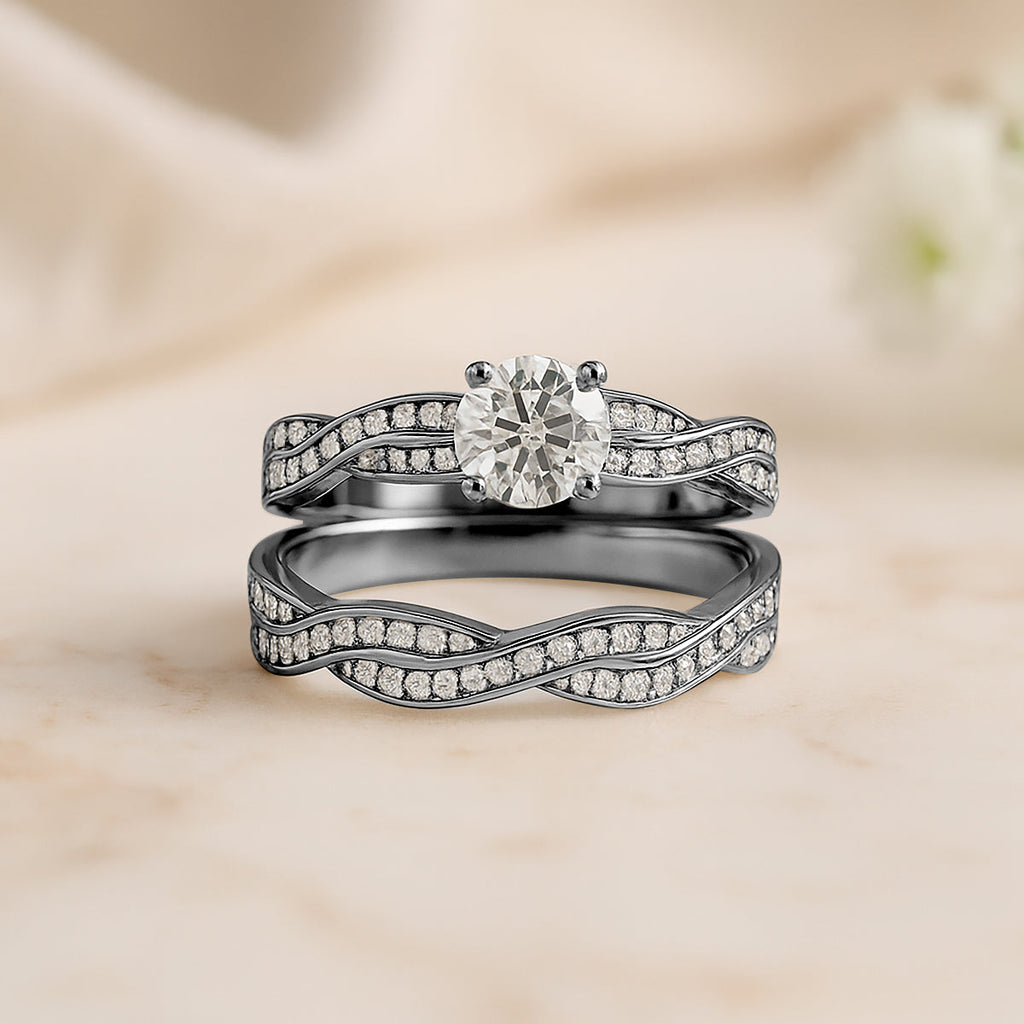 Certified 1 Carat Round Lab Diamond Bridal Set - Infinity Ring