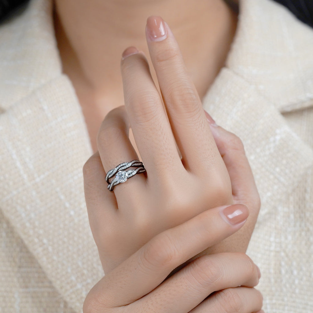 Certified 1 Carat Round Lab Diamond Bridal Set - Infinity Ring