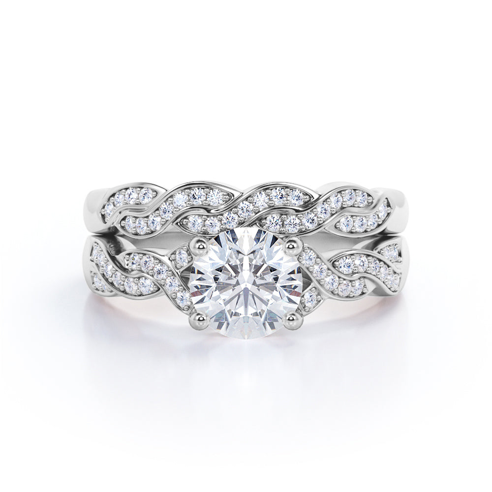 Certified 1 Carat Round Lab Diamond Bridal Set - Infinity Ring