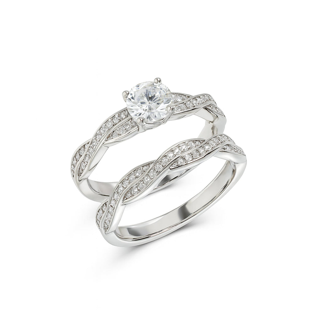 Certified 1 Carat Round Lab Diamond Bridal Set - Infinity Ring