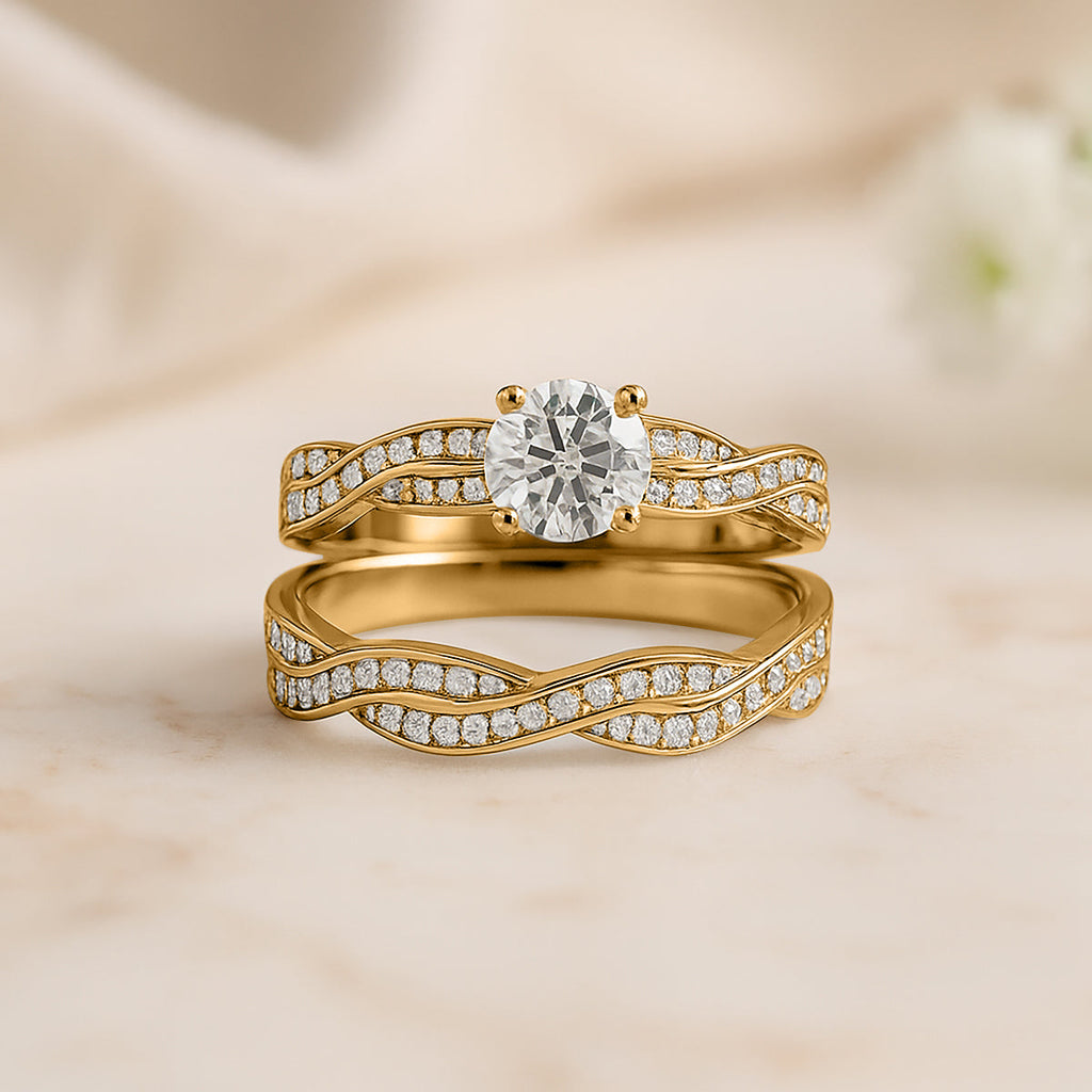 Certified 1 Carat Round Lab Diamond Bridal Set - Infinity Ring