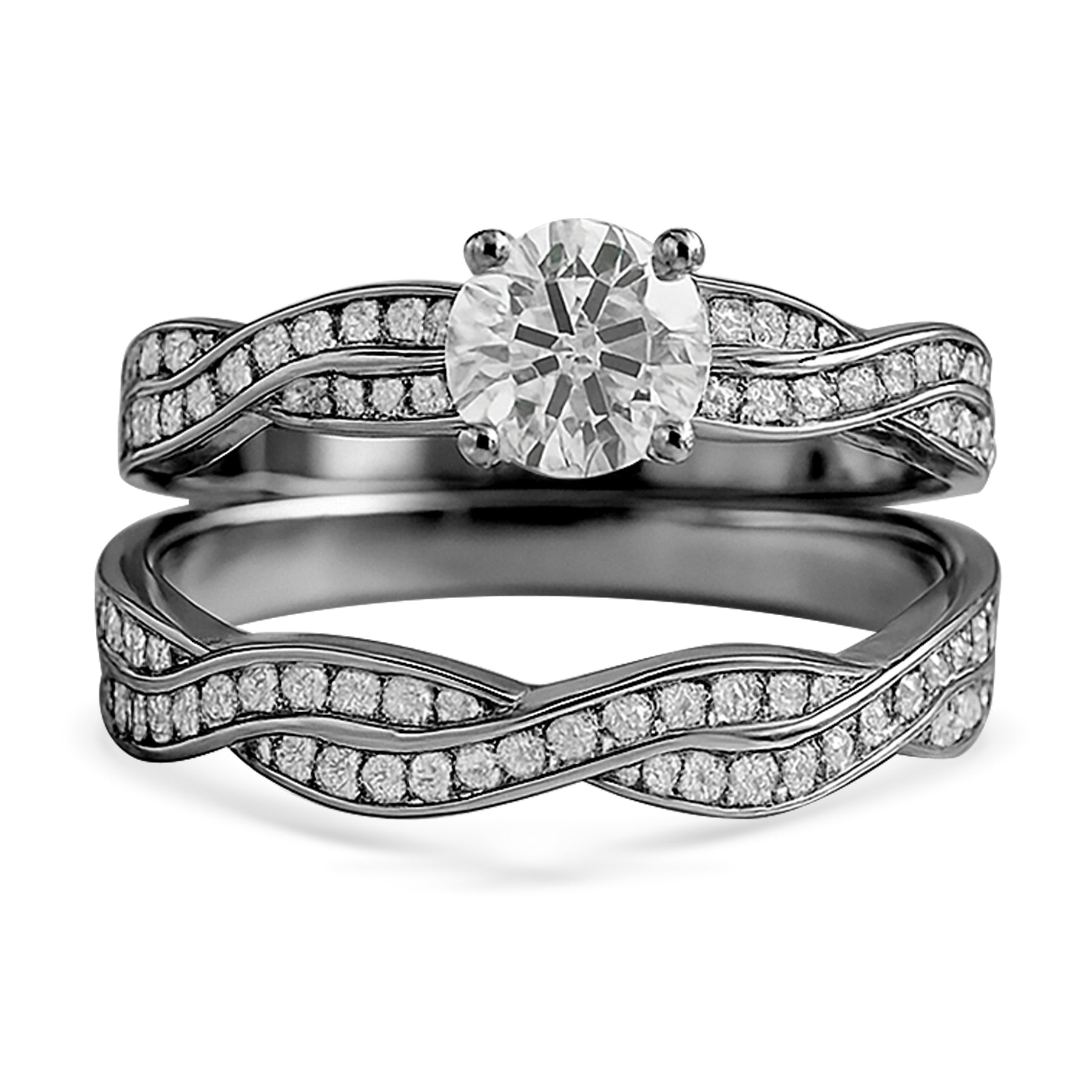 Certified 1 Carat Round Lab Diamond Bridal Set - Infinity Ring
