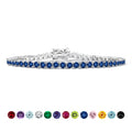 Classic 5.5 TCW Round Cut September - Blue Sapphire - Birthstone Tennis Bracelet Eternity Design - White Gold Plating, Female, Adult
