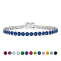 11 TCW Round Cut September - Blue Sapphire - Birthstone Tennis Bracelet for Women in Eternity Design - White Gold Plating, Female, Adult