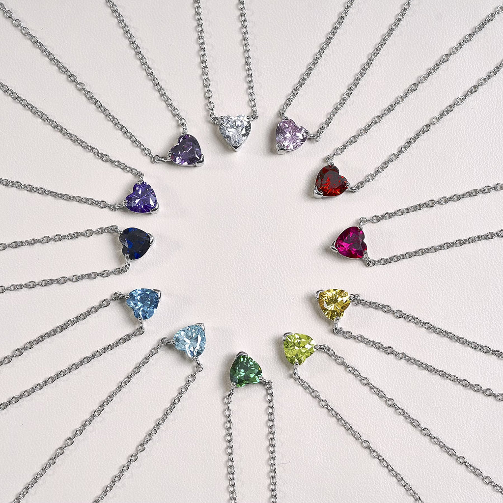 JeenMata Gorgeous 2 Carat Heart Cut - Royal Blue Sapphire - September Birthstone Pendant Necklace in 18K White Gold Plating for Women