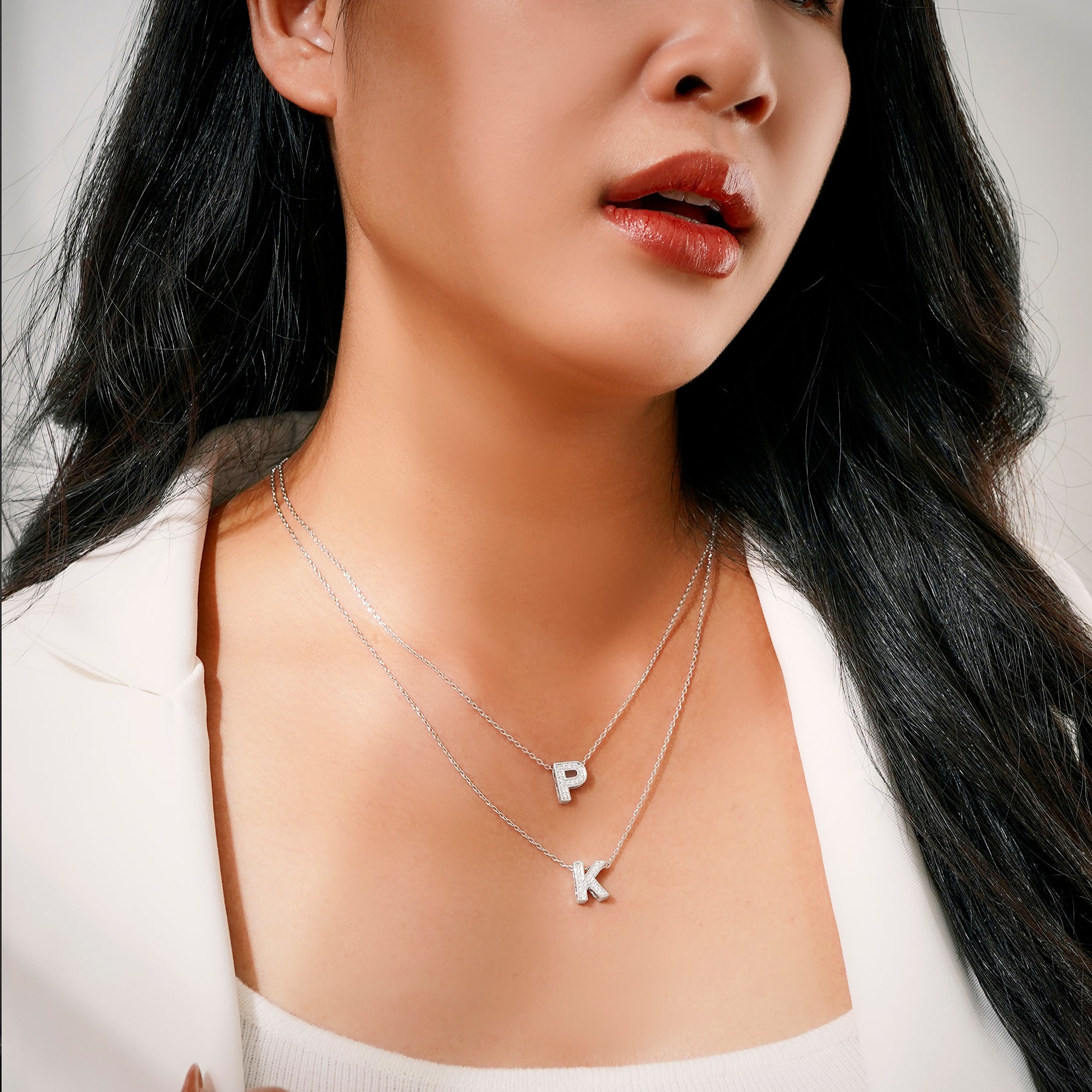 JeenMata Lab Grown Diamond Initial “A” Letter Necklace – Elegant Alphabet Pendant Gift – 18K White Gold Plating for Women