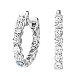 JeenMata 2 Carat April Birthstone - Cubic Zirconia Hoop Earrings - Multicolor Birthstone Earrings in 18K White Gold Plating for Women