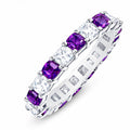 JeenMata 3.5 Carat Round Cut February Birthstone - Multicolor Eternity Wedding Band - Amethyst & Cubic Zirconia Rings in 18K White Gold Plating for Women