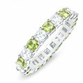 JeenMata 3.5 Carat Round Cut August Birthstone - Multicolor Eternity Wedding Band - Peridot & Cubic Zirconia Rings in 18K White Gold Plating for Women