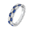 JeenMata 2 Carat Marquise Cut - January Garnet Birthstone Cubic Zirconia Double Row Eternity Anniversary Band Ring in 18K White Gold Plating for Women