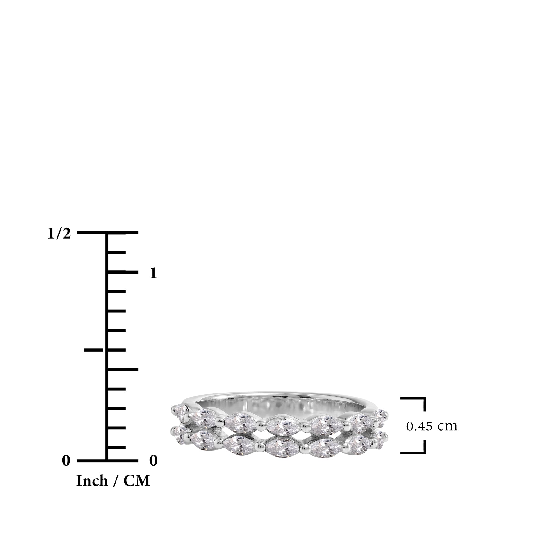 JeenMata 2 Carat Marquise Cut - January Garnet Birthstone Cubic Zirconia Double Row Eternity Anniversary Band Ring in 18K White Gold Plating for Women