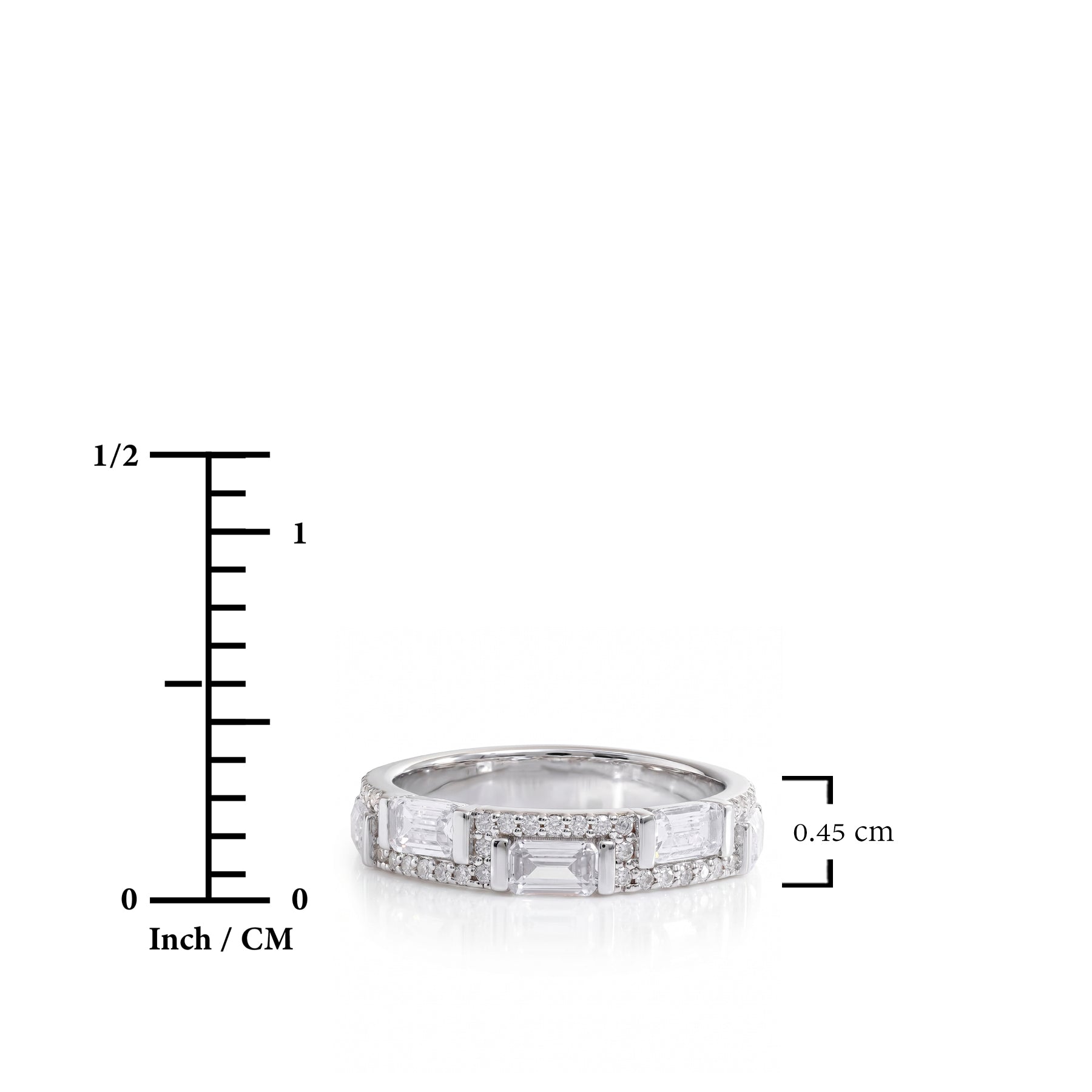 JeenMata 3 Carat Emerald & Round Cut July Ruby Cubic Zirconia - Alternating Birthstone Eternity Wedding Band Ring in 18K White Gold Plating for Women