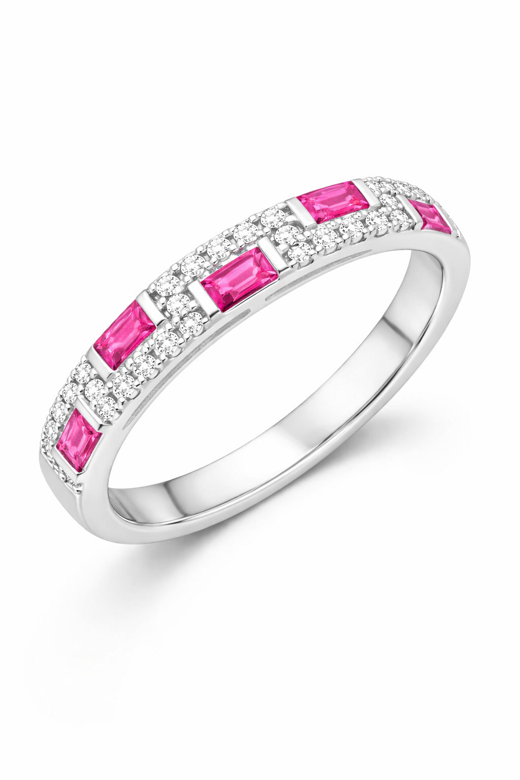 JeenMata 3 Carat Emerald & Round Cut November Citrine Cubic Zirconia - Alternating Birthstone Eternity Wedding Band Ring in 18K White Gold Plating for Women