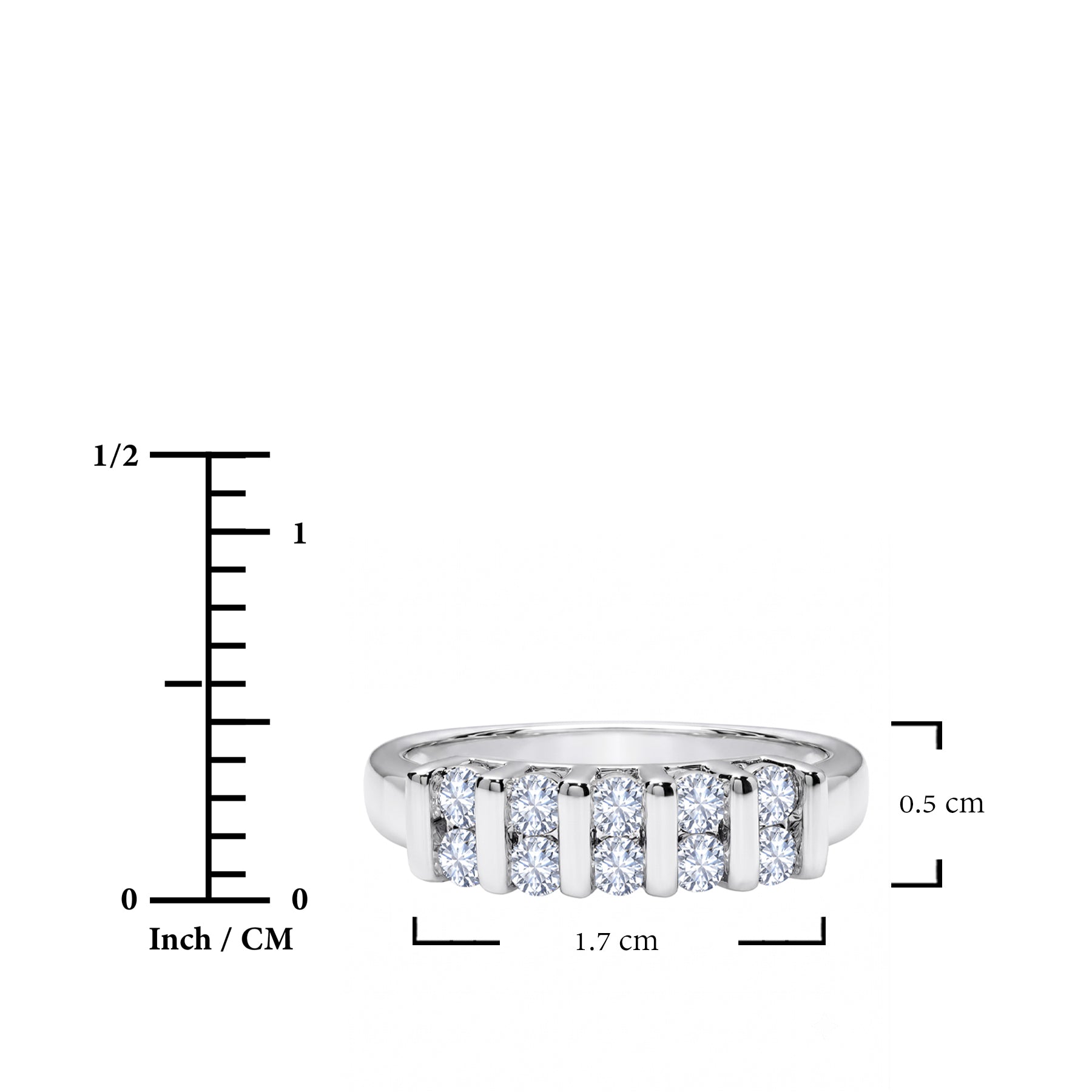 JeenMata Moissanite Half Eternity Band - Double Row Stackable Anniversary Ring for Women in 18K White Gold Plating, Gift for Her, Gift for Women