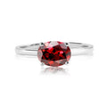 1.25 Carat Oval Cut Red Garnet SWAROVSKI - January Birthstone Solitaire Engagement Ring in 18k White Gold Over Silver