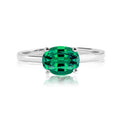 1.25 Carat Oval Cut Oval SWAROVSKI - May Birthstone Solitaire Engagement Ring in 18k White Gold Over Silver