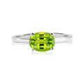 1.25 Carat Oval Cut Peridot SWAROVSKI - August Birthstone Solitaire Engagement Ring in 18k White Gold Over Silver