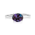 1.25 Carat Oval Cut Alexandrite SWAROVSKI - June Birthstone Solitaire Engagement Ring in 18k White Gold Over Silver