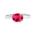 1.25 Carat Oval Cut Ruby SWAROVSKI - July Birthstone Solitaire Engagement Ring in 18k White Gold Over Silver