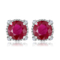 JeenMata 3.5 Carat Round Cut July Birthstone Stud Earrings - Halo Milgrain Earrings in 18K White Gold Plating for Women