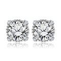 JeenMata 3.5 Carat Round Cut April Birthstone Stud Earrings - Halo Milgrain Earrings in 18K White Gold Plating for Women