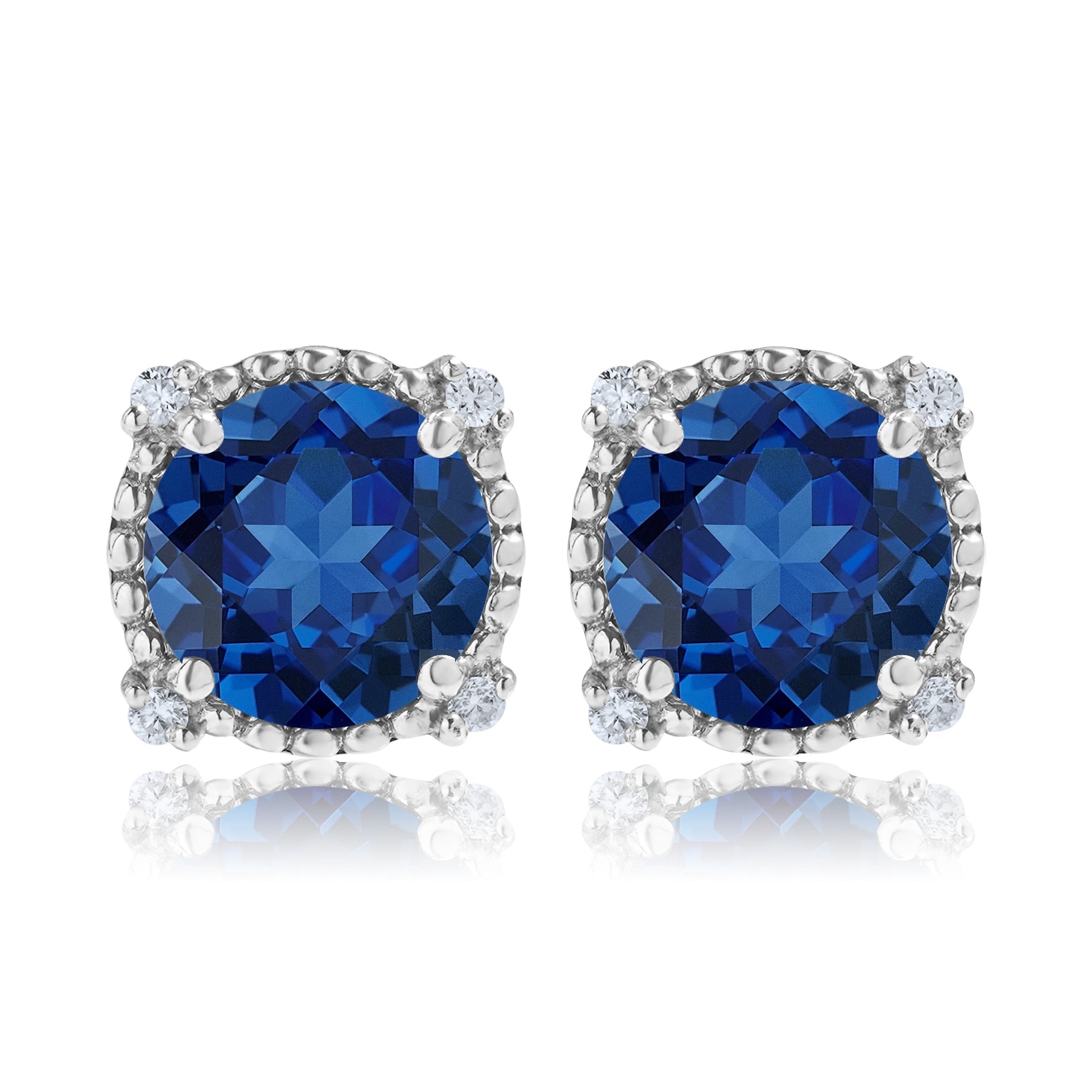 JeenMata 3.5 Carat Round Cut September Birthstone Stud Earrings - Halo Milgrain Earrings in 18K White Gold Plating for Women