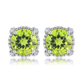 JeenMata 3.5 Carat Round Cut August Birthstone Stud Earrings - Halo Milgrain Earrings in 18K White Gold Plating for Women