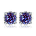 JeenMata 3.5 Carat Round Cut June Birthstone Stud Earrings - Halo Milgrain Earrings in 18K White Gold Plating for Women