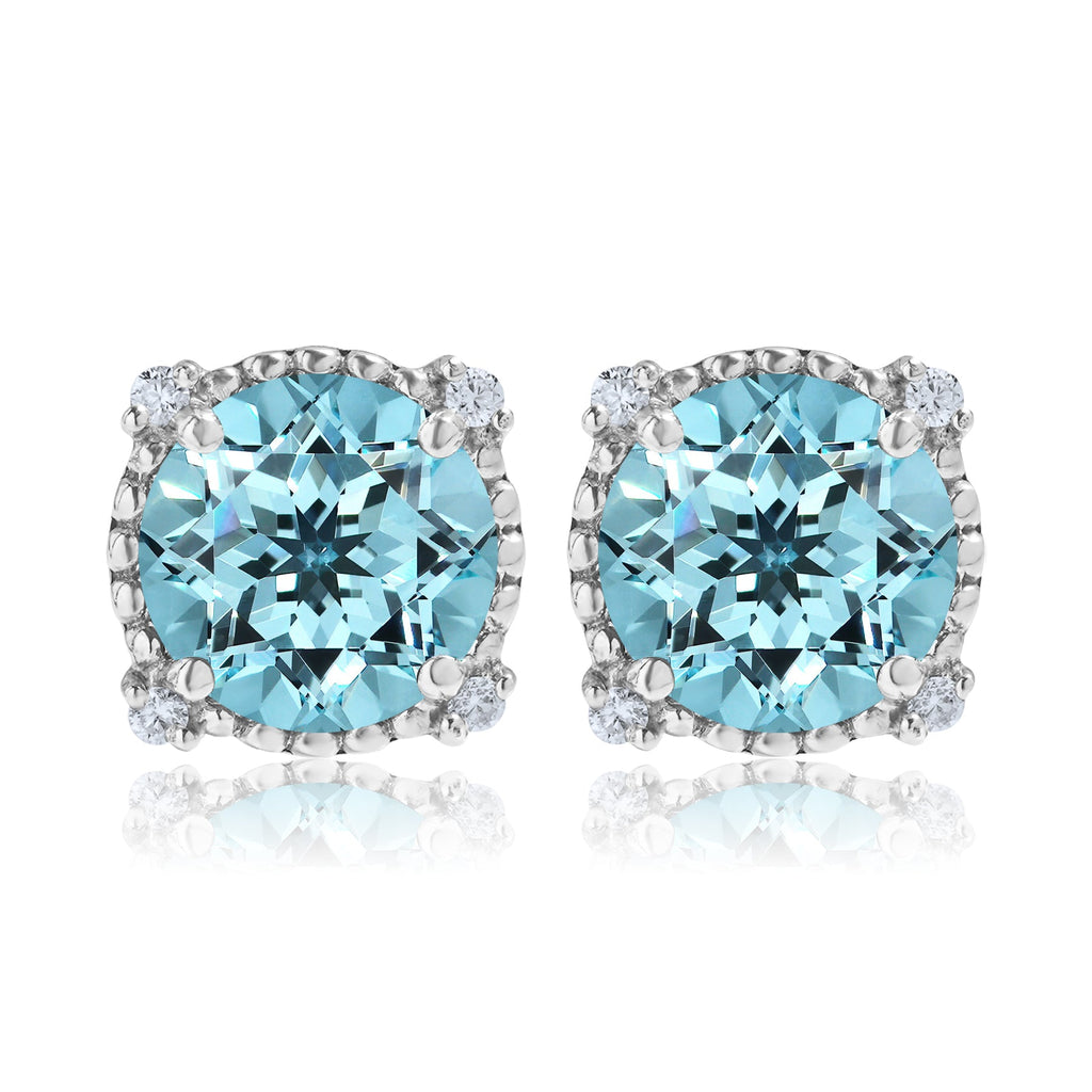 JeenMata 3.5 Carat Round Cut December Birthstone Stud Earrings - Halo Milgrain Earrings in 18K White Gold Plating for Women