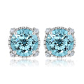 JeenMata 3.5 Carat Round Cut December Birthstone Stud Earrings - Halo Milgrain Earrings in 18K White Gold Plating for Women