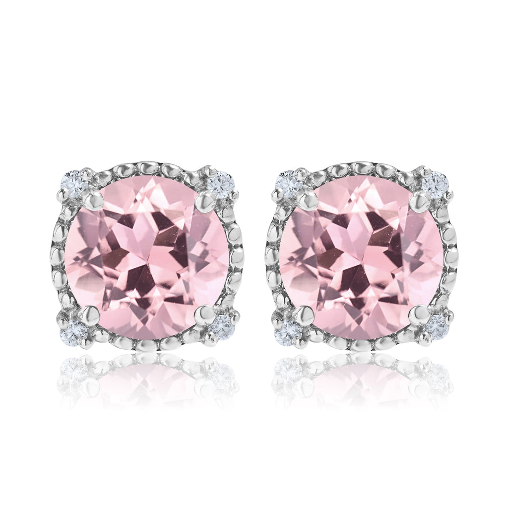 JeenMata 3.5 Carat Round Cut October Birthstone Stud Earrings - Halo Milgrain Earrings in 18K White Gold Plating for Women