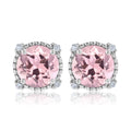 JeenMata 3.5 Carat Round Cut October Birthstone Stud Earrings - Halo Milgrain Earrings in 18K White Gold Plating for Women