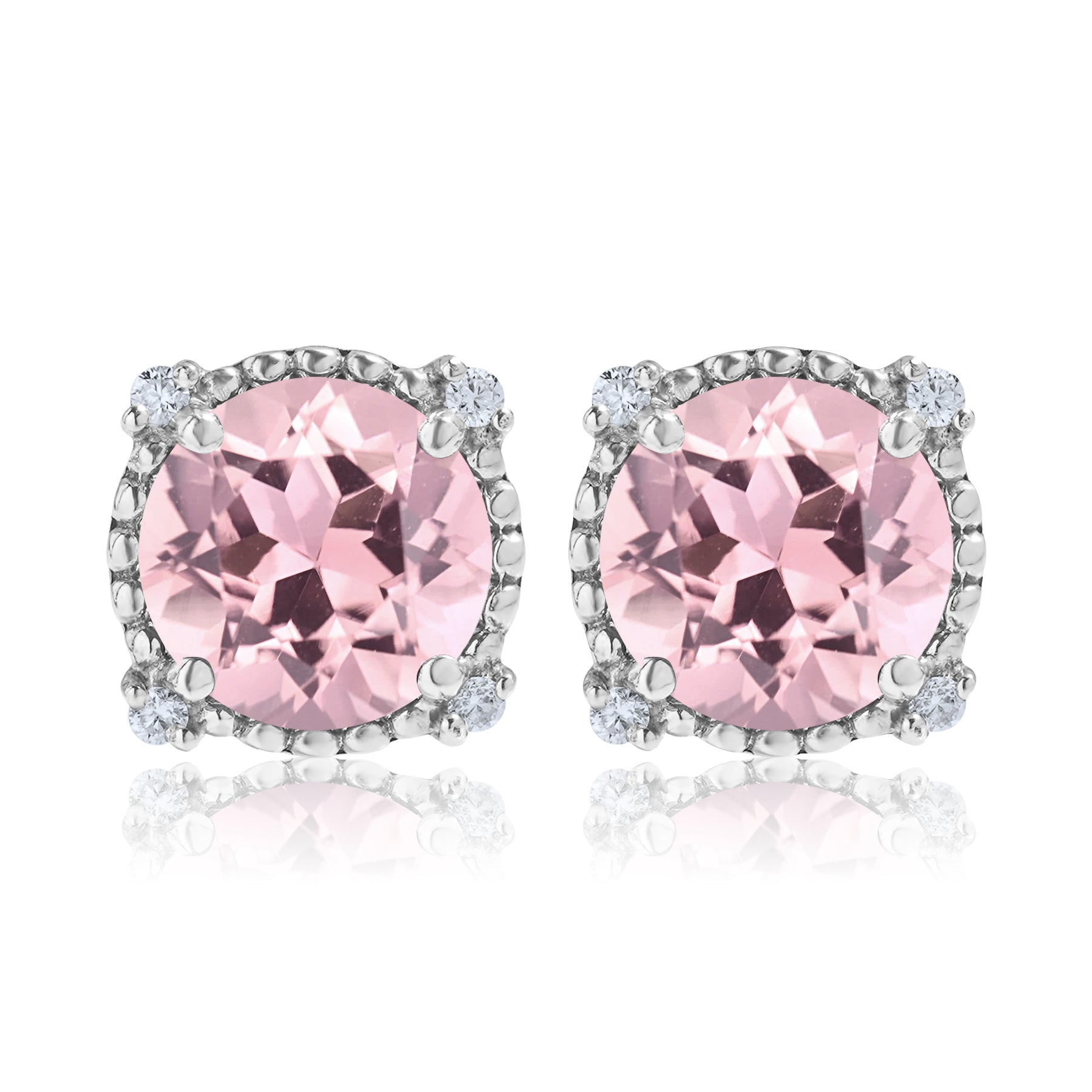 JeenMata 3.5 Carat Round Cut October Birthstone Stud Earrings - Halo Milgrain Earrings in 18K White Gold Plating for Women
