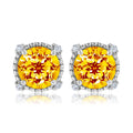 JeenMata 3.5 Carat Round Cut November Birthstone Stud Earrings - Halo Milgrain Earrings in 18K White Gold Plating for Women