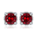 JeenMata 3.5 Carat Round Cut January Birthstone Stud Earrings - Halo Milgrain Earrings in 18K White Gold Plating for Women